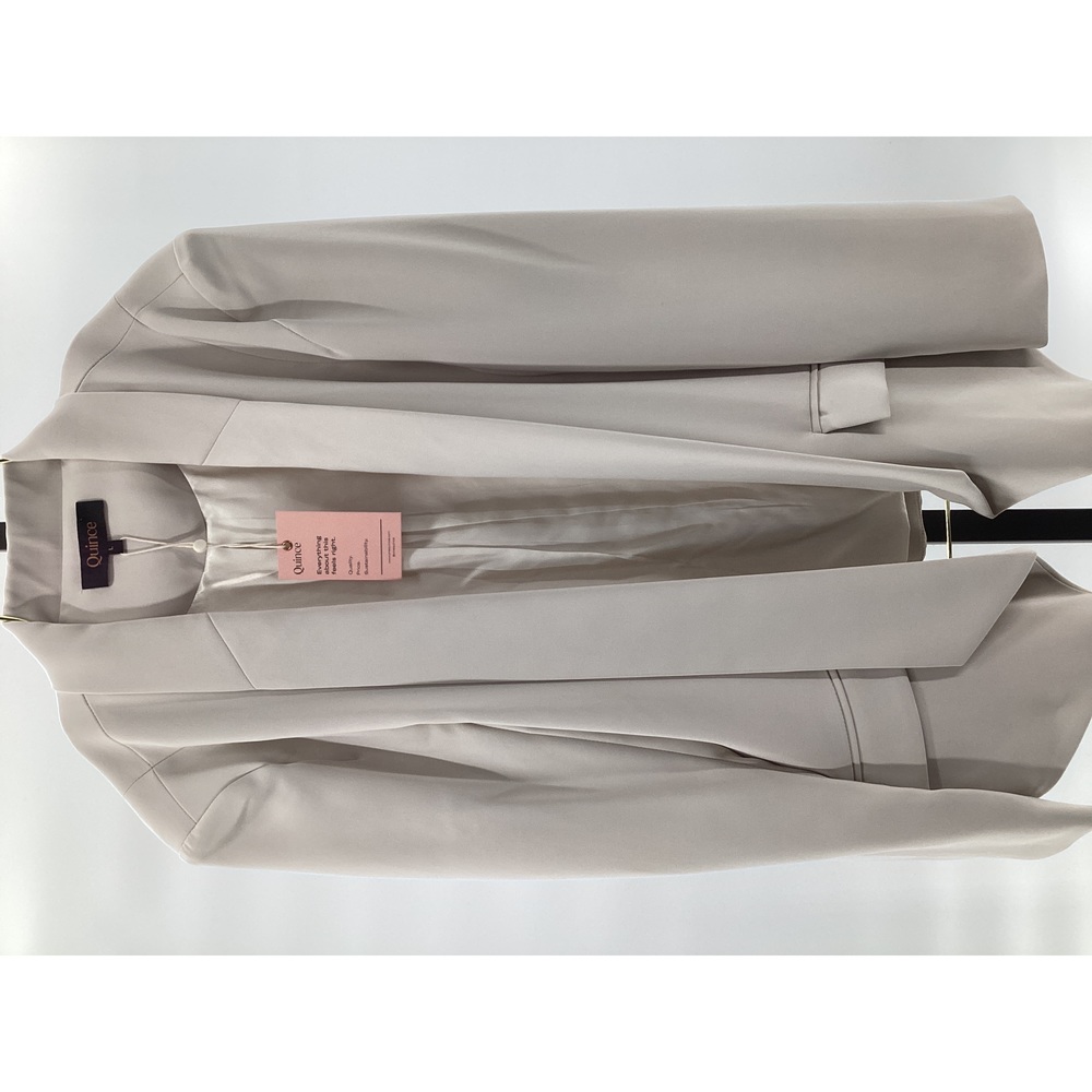 Quince Women's Stretch Crepe Open Blazer Sand L NEW